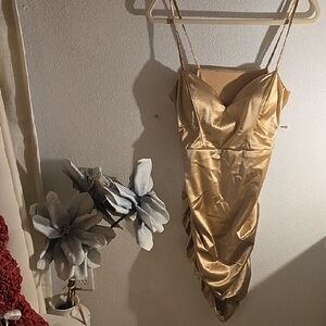 SHEIN Chic Gold Satin Dress